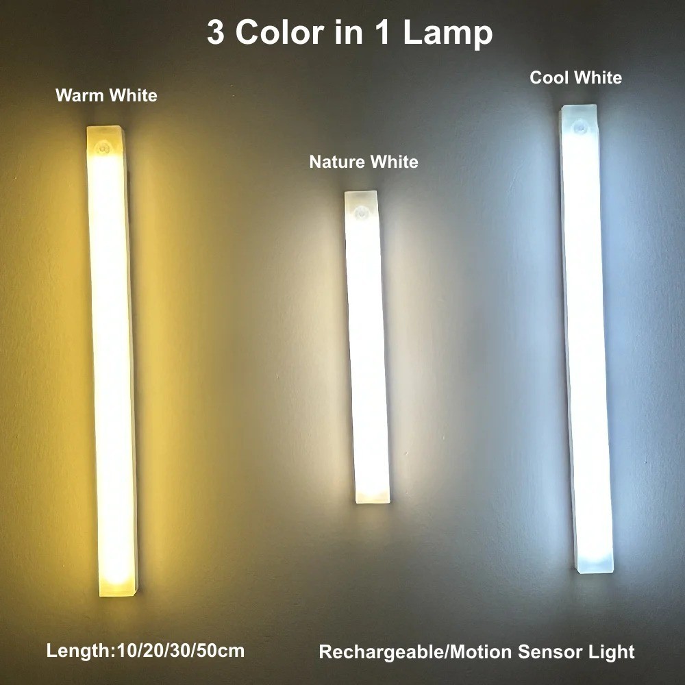 Under Cabinet Closet Motion Sensor Light USB Rechargeable Kitchen Lamp strip