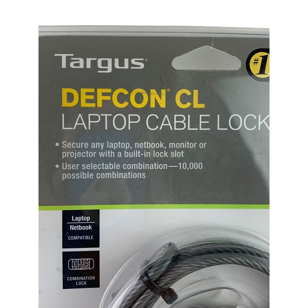 Targus Laptop Cable Lock Defcon CL 6.5ft long Combination Code Security Base