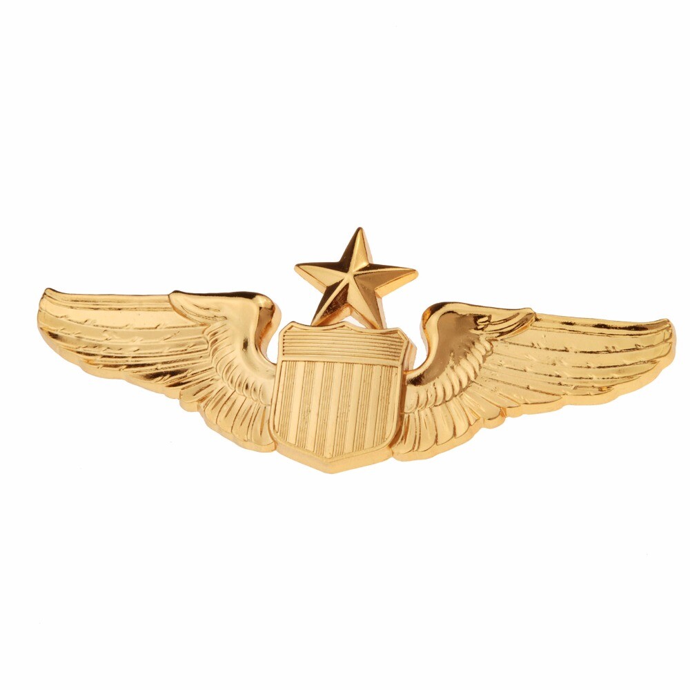 USAF U.S. AIR FORCE SENIOR PILOT METAL WING BADGE INSIGNIA GOLD -chho981