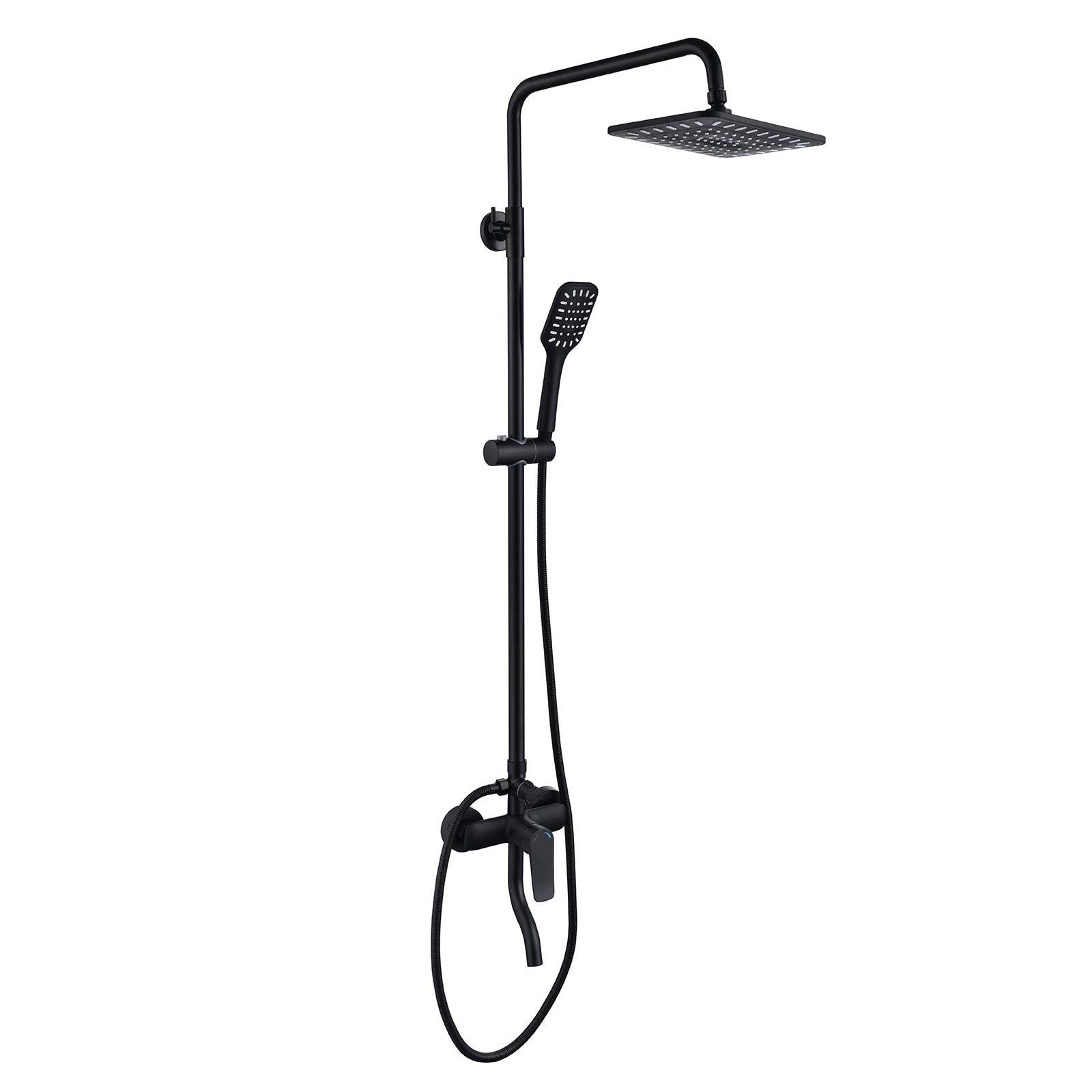 10" Rainfall Shower Faucet Set Adjustable Height 3 Function System Universal