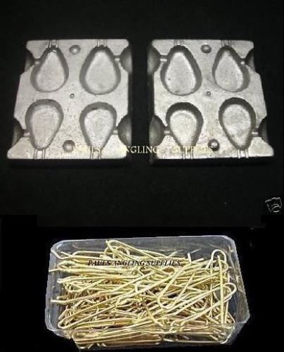 Lead Weight Fishing Mould 4 in 1 Flat Pear & 200 Black Loops.