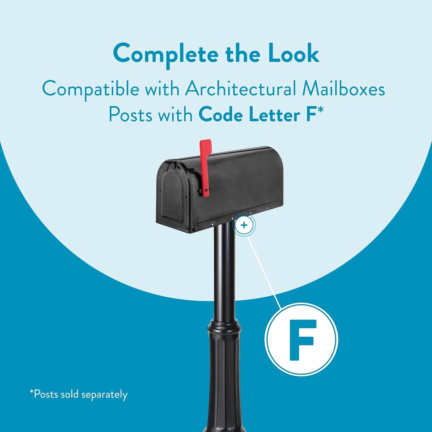 Sleek Medium Pewter Mailbox - Post Mounted, Rust Resistant with Address Display