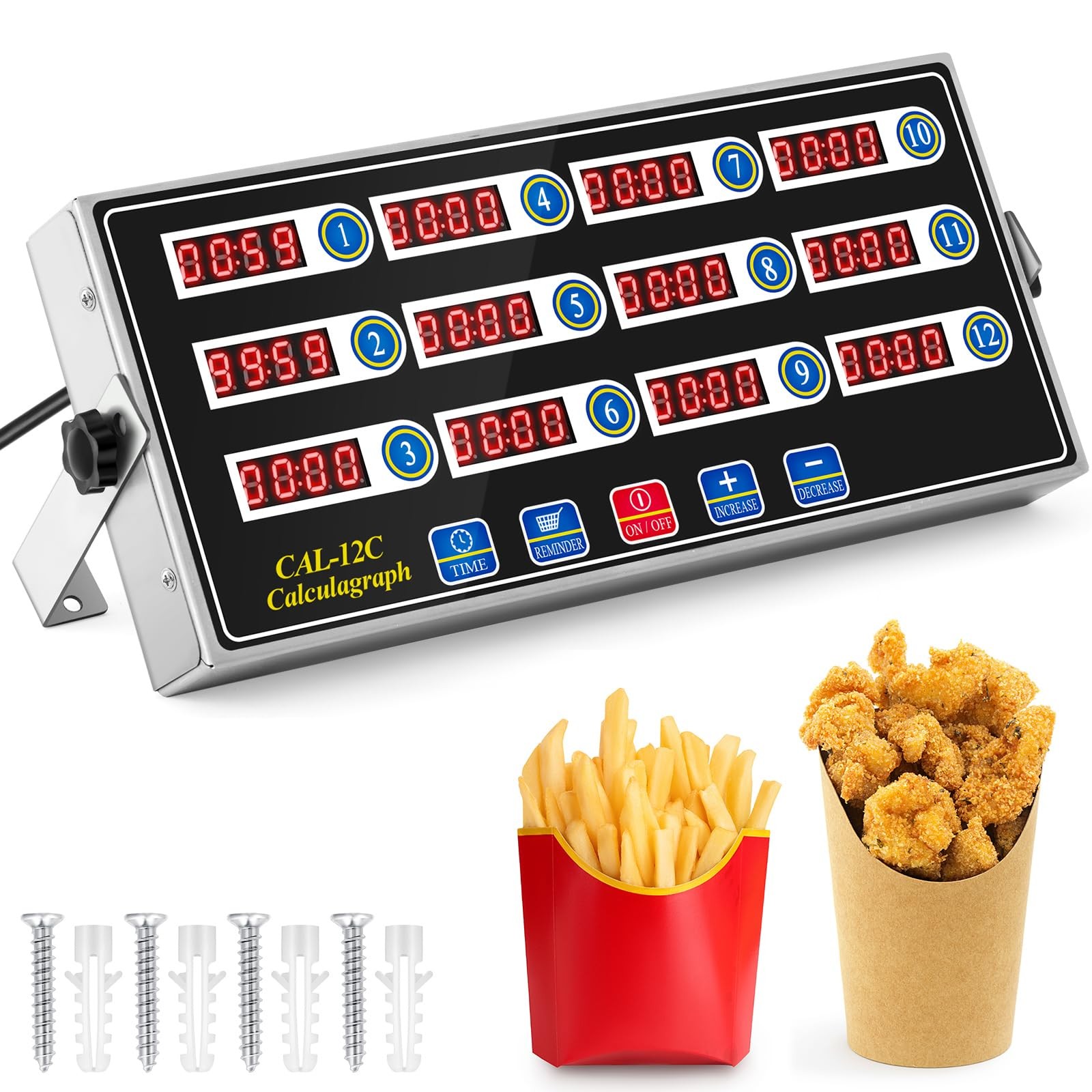 1 Pack 12-Channel Digital Kitchen Timer, Commercial Cooking Timer with Loud A...