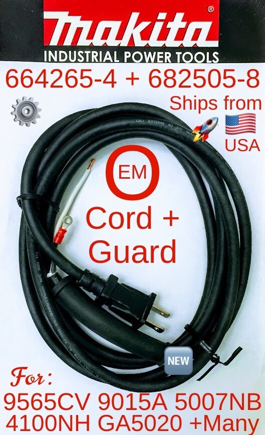 MAKITA 664265-4 OEM Cord + 682505-8 Guard for 9564CV 9565CV GA5020 5007NB 9015A