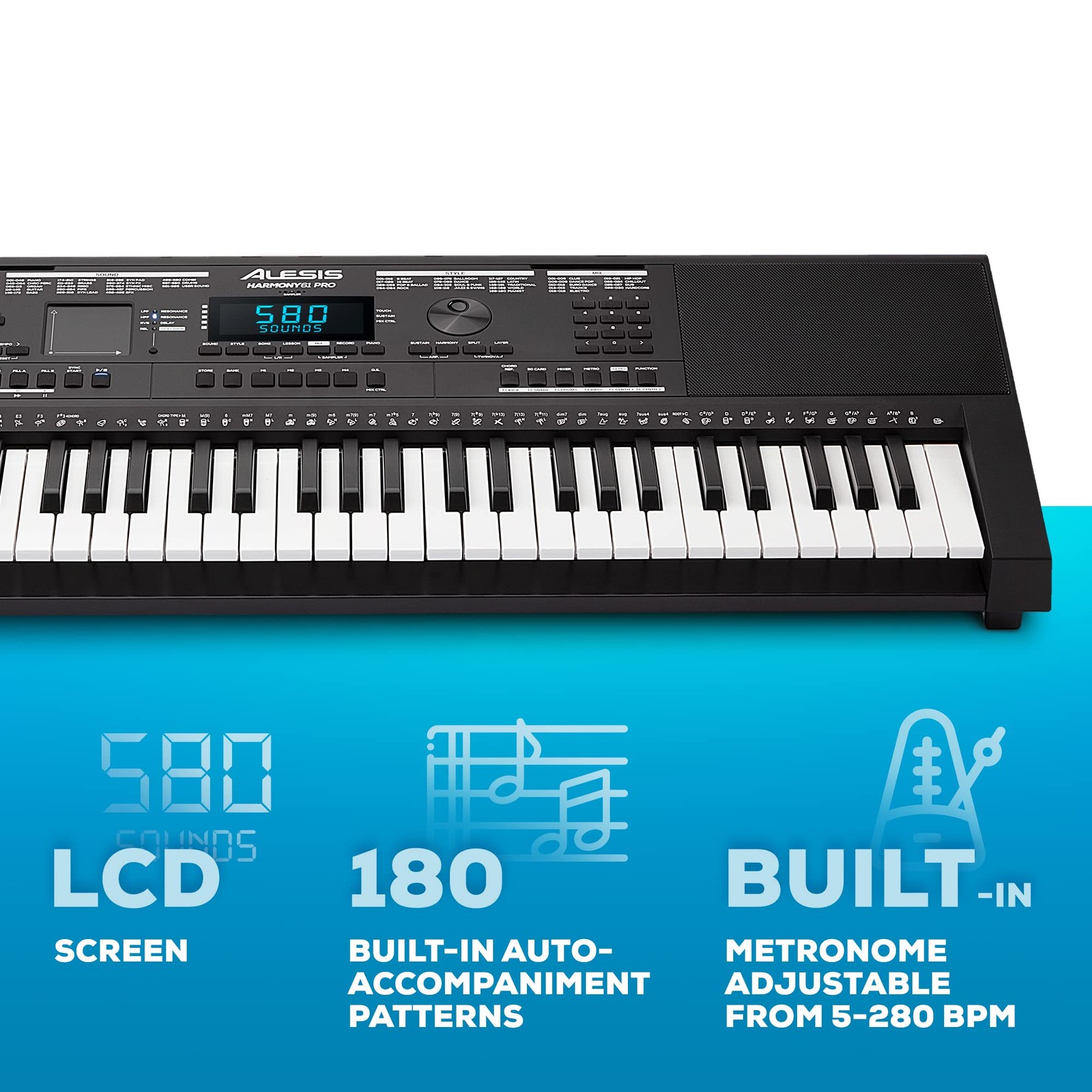 Alesis Harmony 61 Pro - 61 Key Keyboard Piano with Adjustable Touch Response,