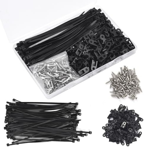 110 Pcs Cable Zip Tie Mounts Wire Cable Clips Organizer Holders with 6" Cable...