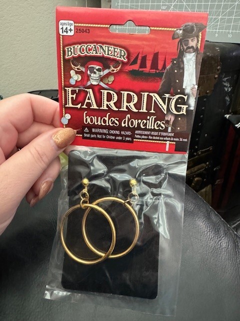 Unisex Adult Buccaneer Swashbuckler Hoop Costume Earrings Accessory New!!!