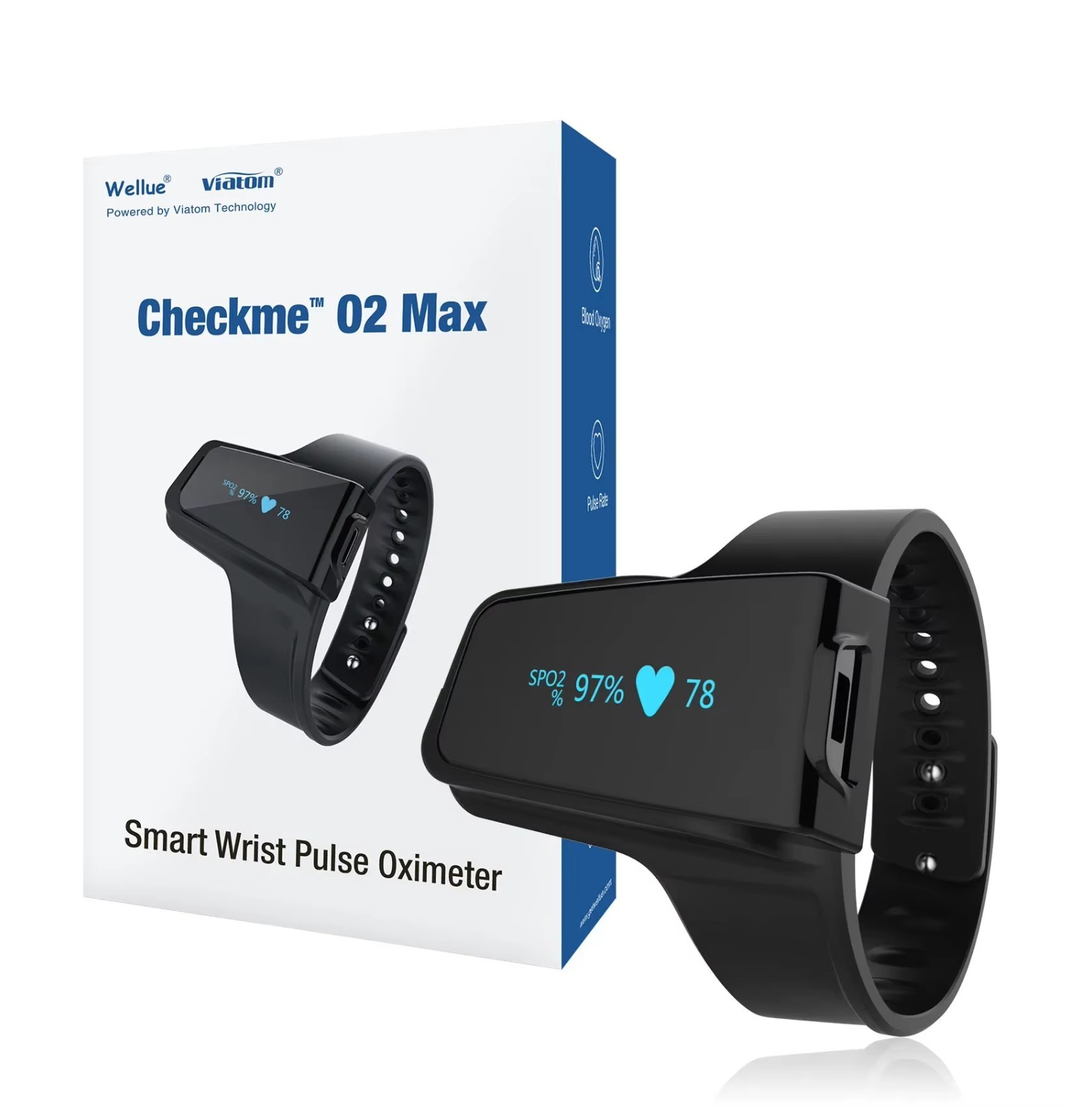 Wellue Checkme O2 Max Smart Wrist Pulse Oximeter and Heart Rate Monitor - New