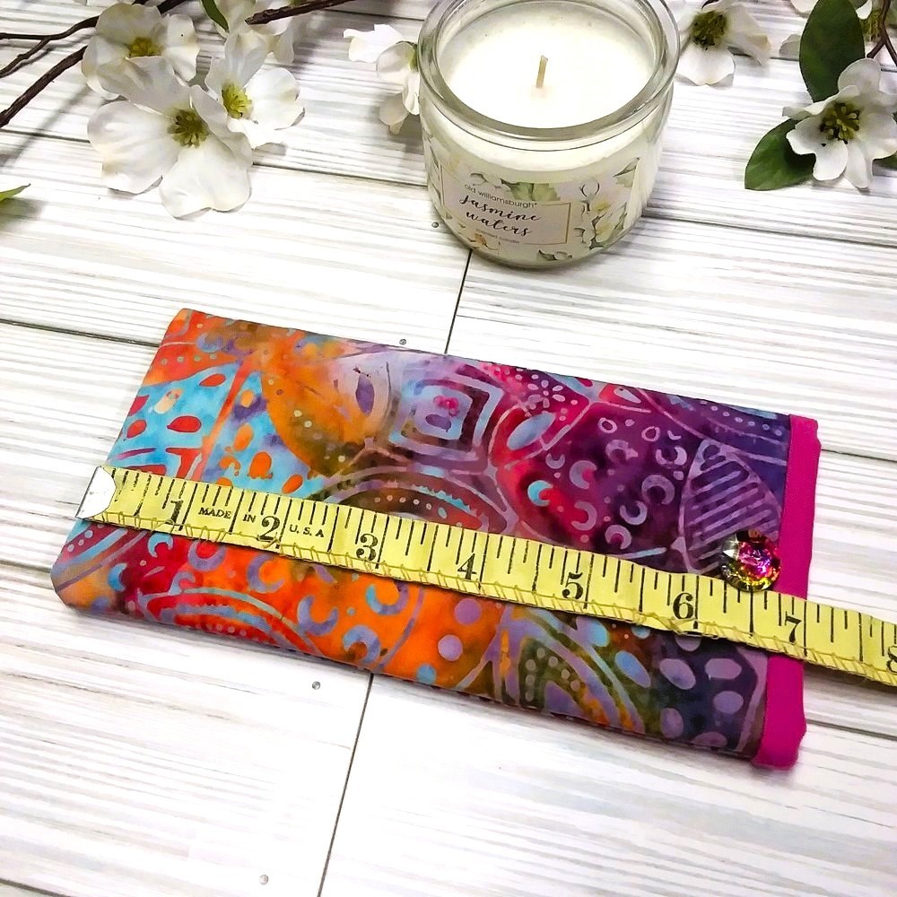 BATIK TIE DYE Eyeglass Readers Case/Pouch, Padded, Button Accent, Handmade