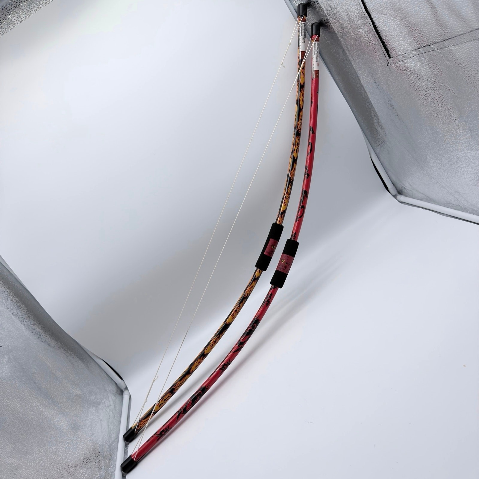 Two Bros Bows 38" Kids Red Black Dragon + Flame Print Youth Recurve Bow Bundle