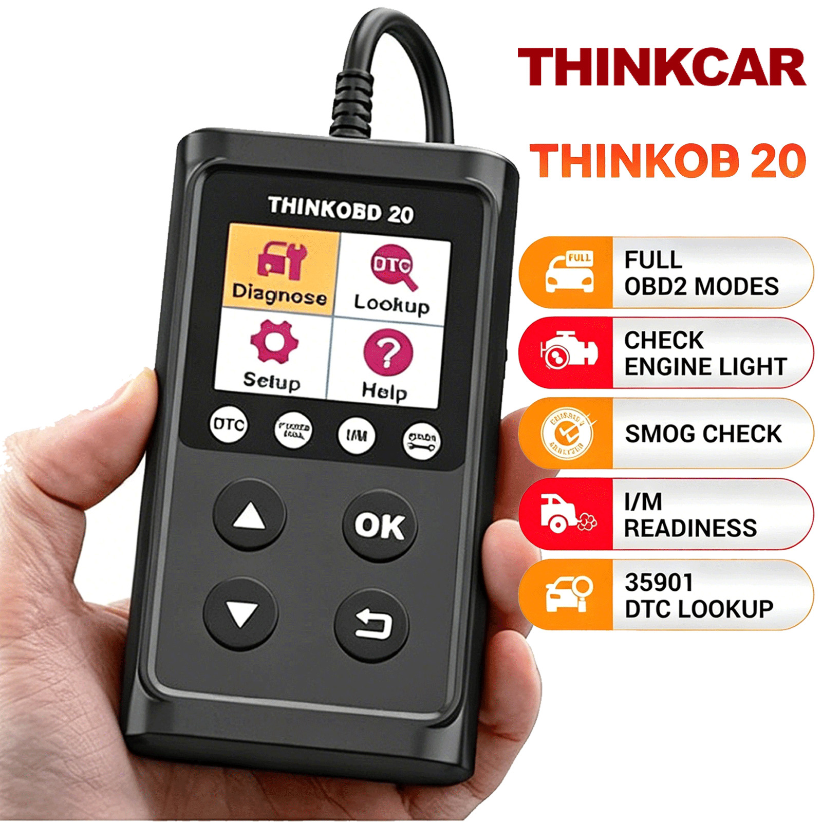 ThinkOBD 20 Full OBD2 Diagnostic Scan Tool Car Code Reader Engine Check Scanner