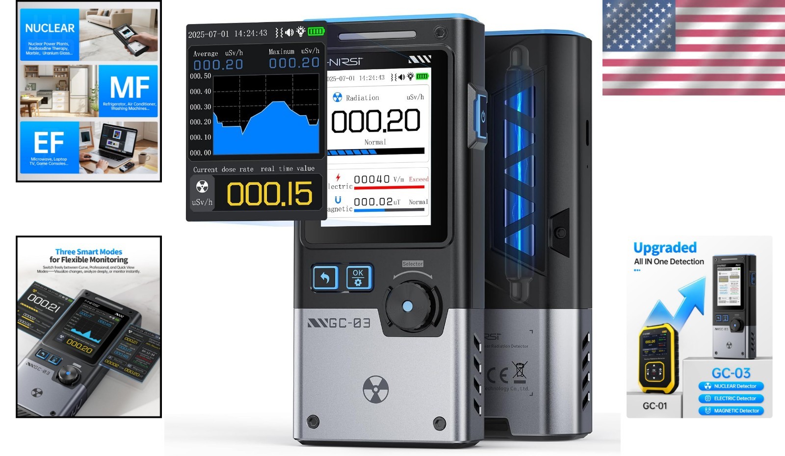 Compact Nuclear Radiation Meter with Multi-Display Modes for Safety Assurance