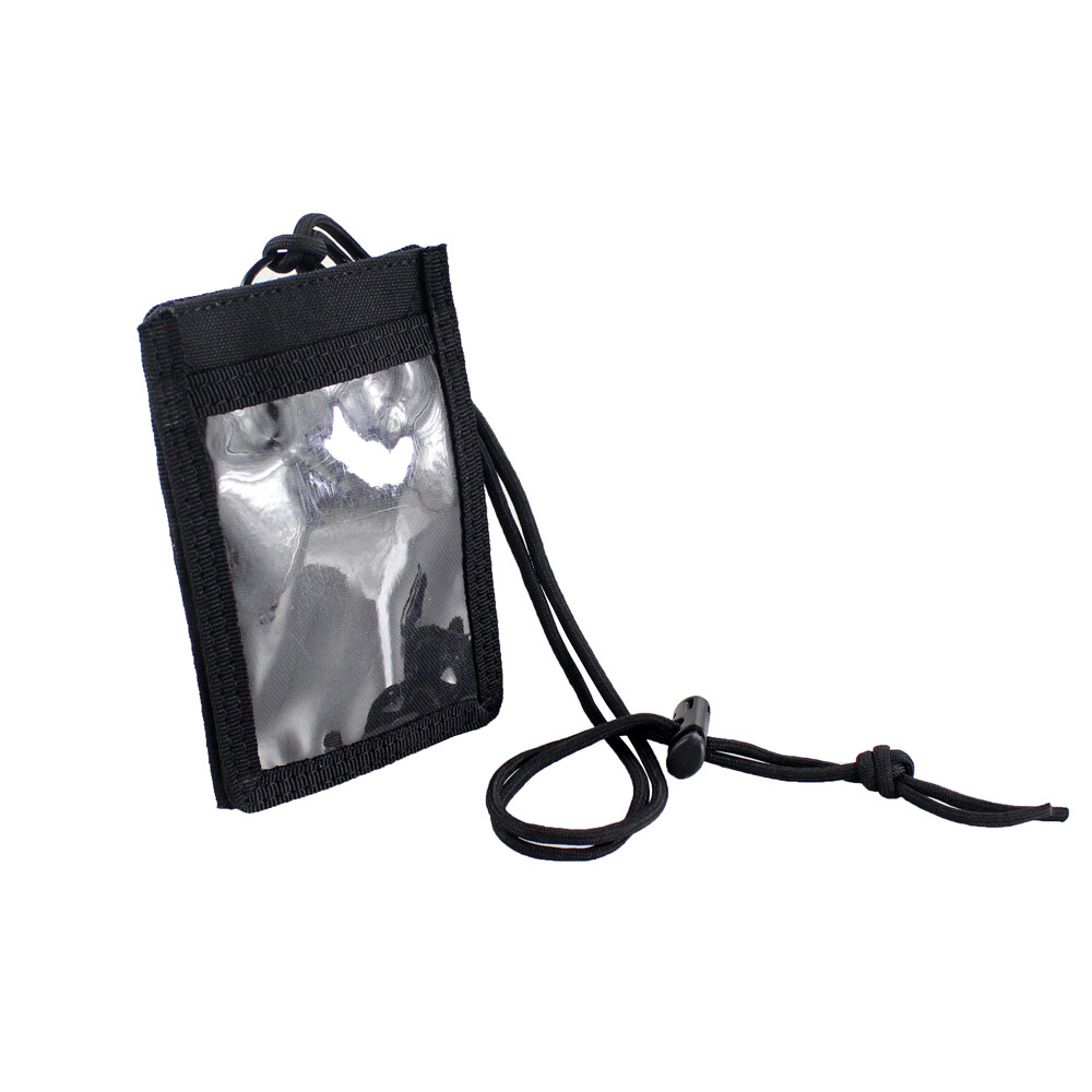 Tactical ID Card Holder Credit Card Organizer Pouch with Neck Lanyard Key Ring