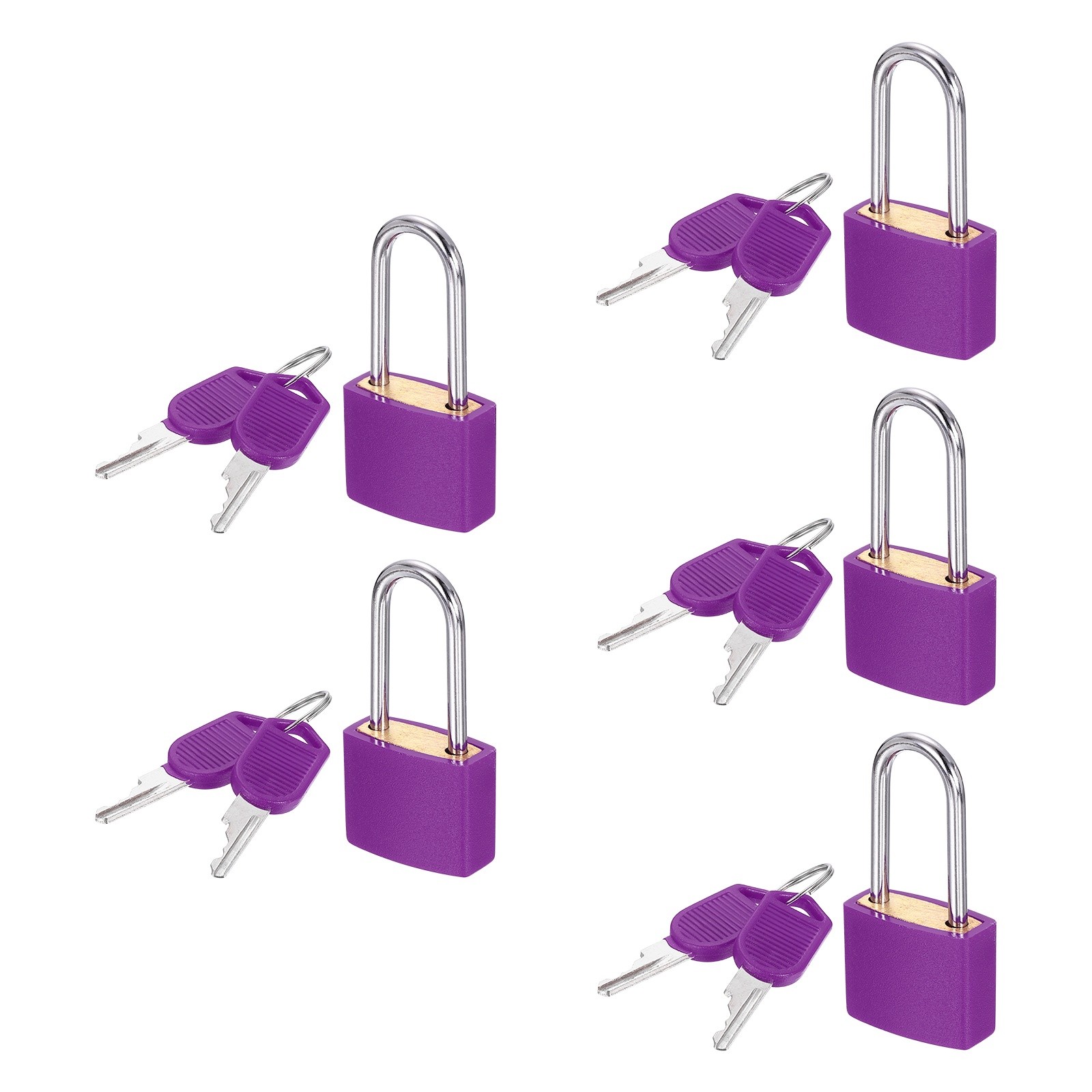 5 Pcs Padlock with Keys Long Shackle Waterproof Keyed Locks Purple