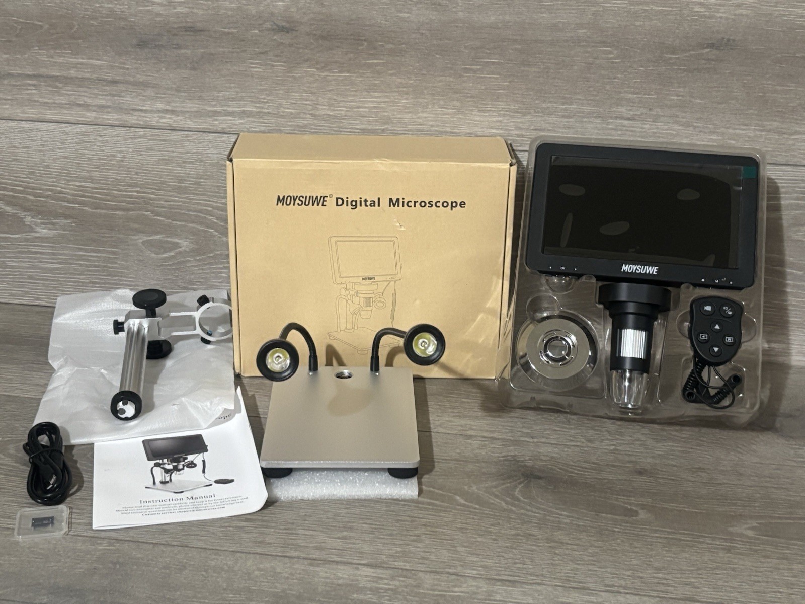 Moysuwe MDM9 7-inch LCD Digital Microscope 10X-1200X / 1080P/12MP Camera Sensor
