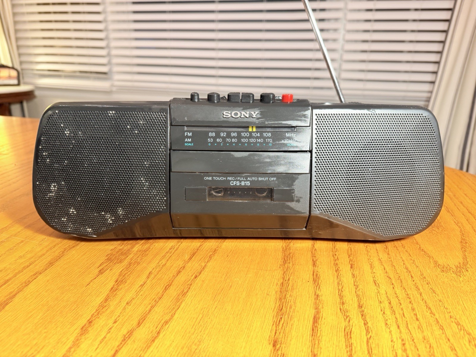 Sony CFS-B15 AM/FM Cassette Boombox Tested Working Clean Battery Compartment