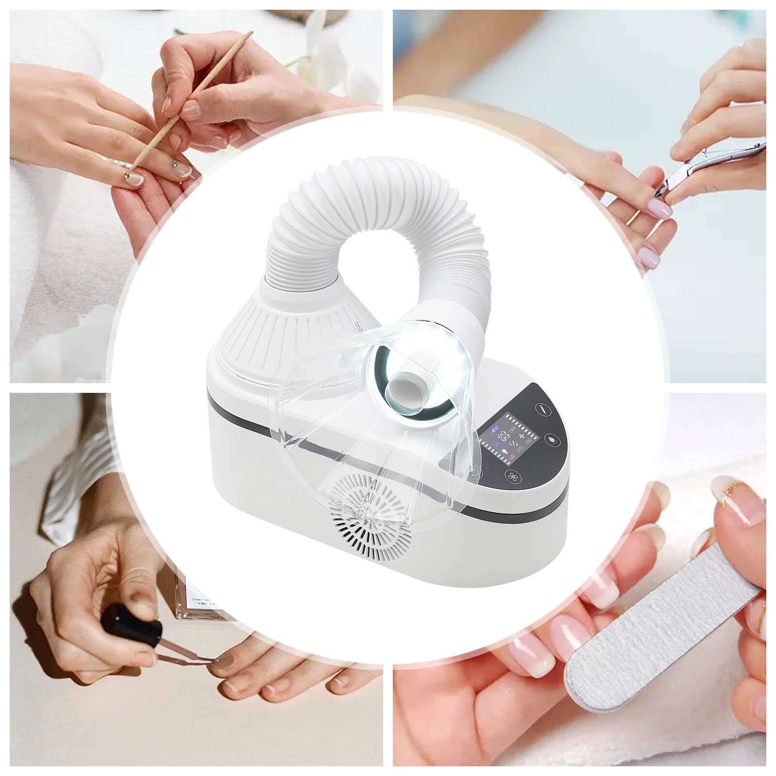 4500rpm Tabletop Nail Manicure Dust Cleaning White Nail Dust Collecting Machine