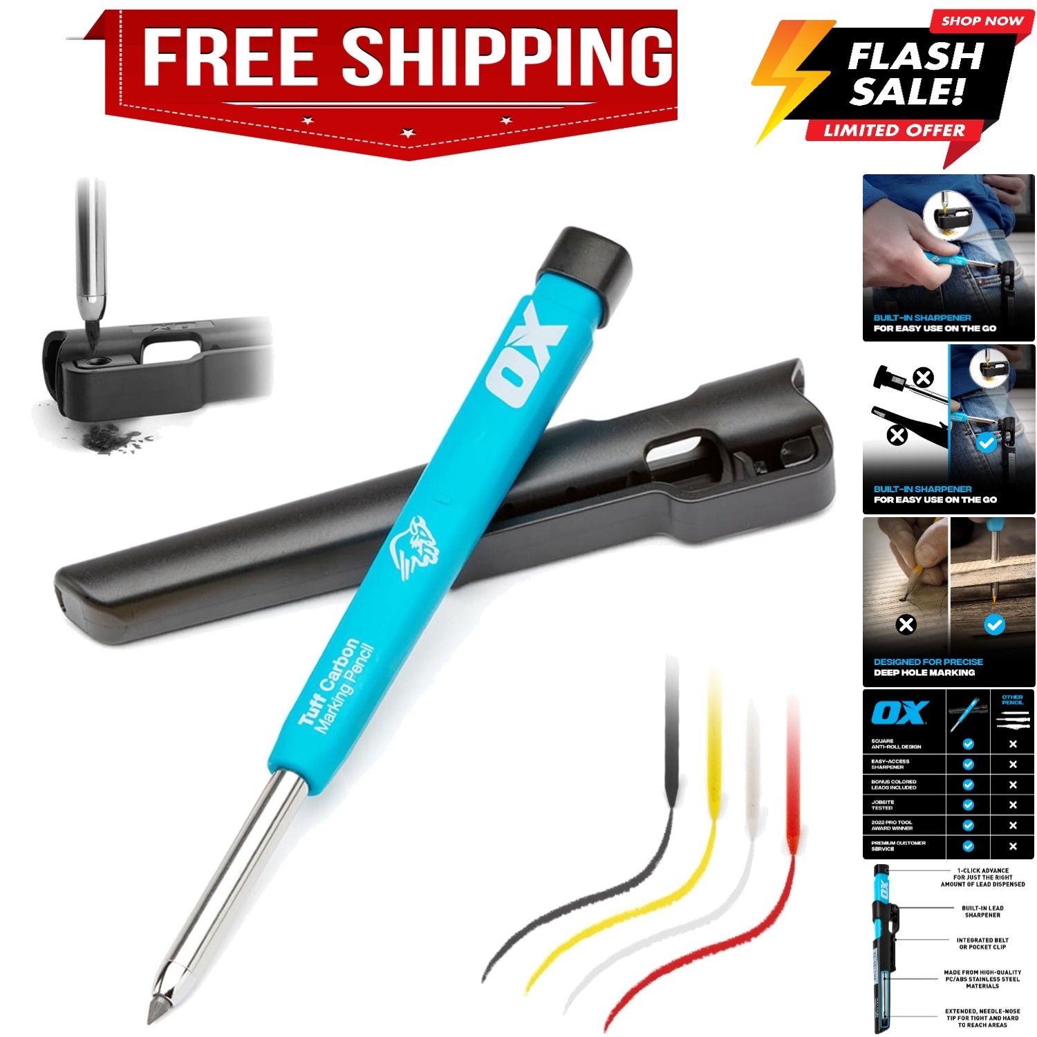 Carpenter Pencils Pro Tuff Carbon Marking Pencil Mechanical Construction Penc...