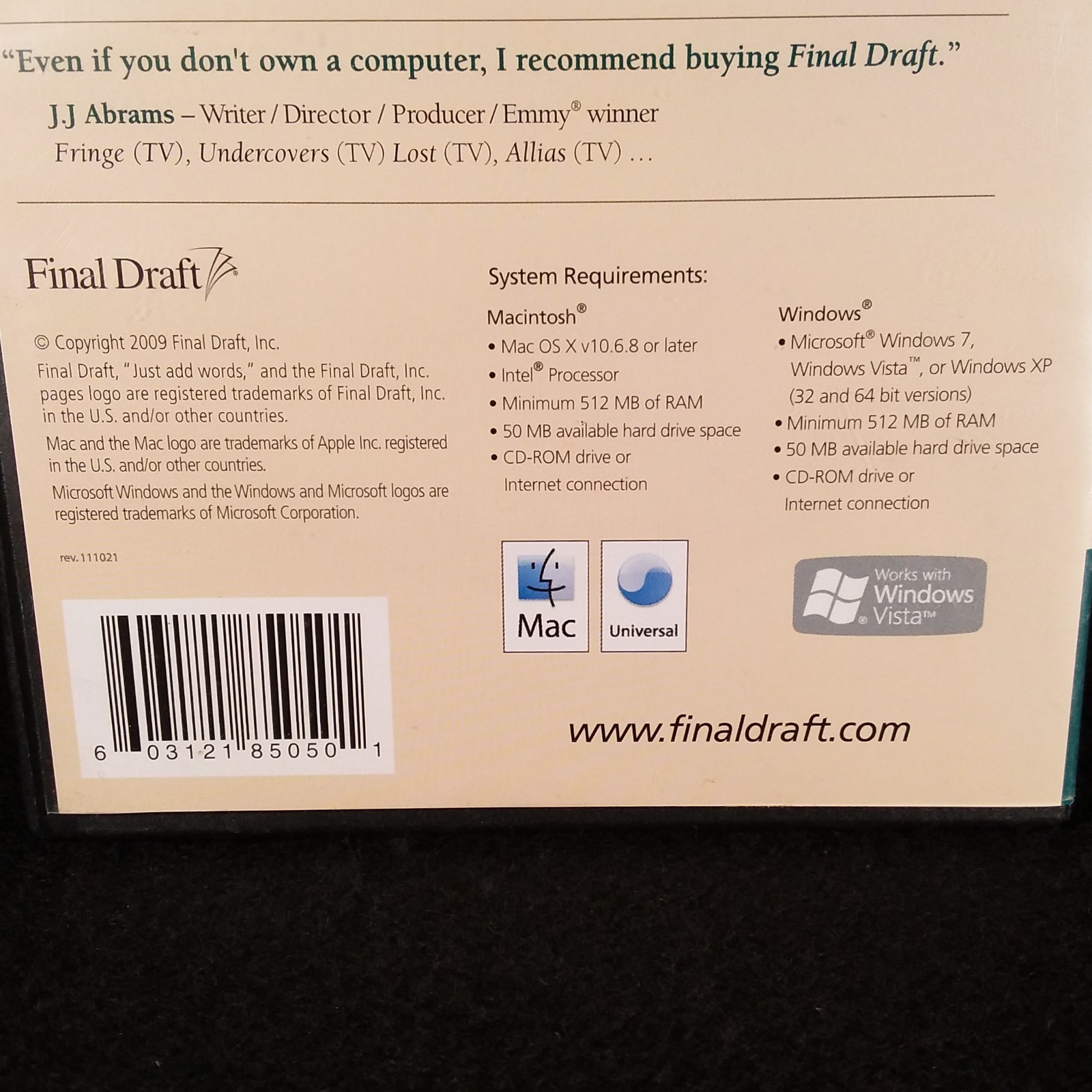 Final Draft - Version 8 - Educational Version - Windows / Mac Software - 2009