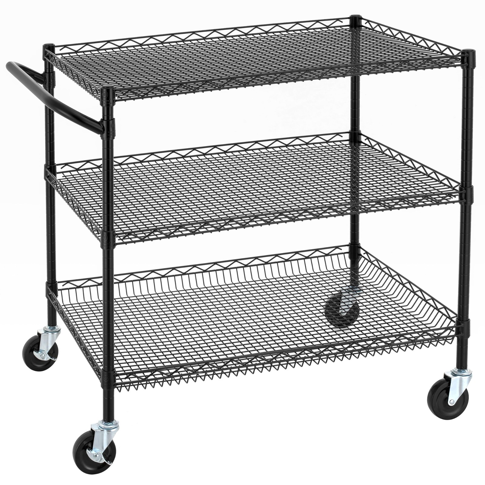 Finnhomy 3 Tier Heavy Duty Commercial Grade Utility Cart, Wire Rolling Cart with