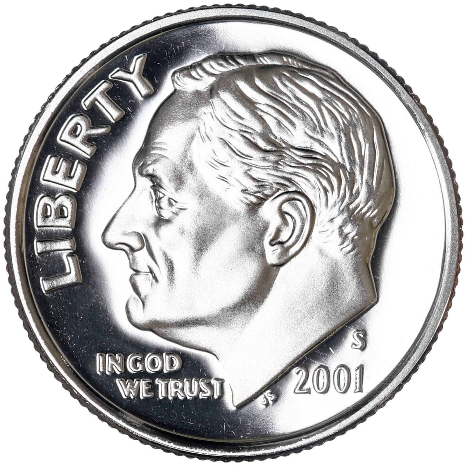 2001 S Roosevelt Dime Gem DCam Proof CN-Clad
