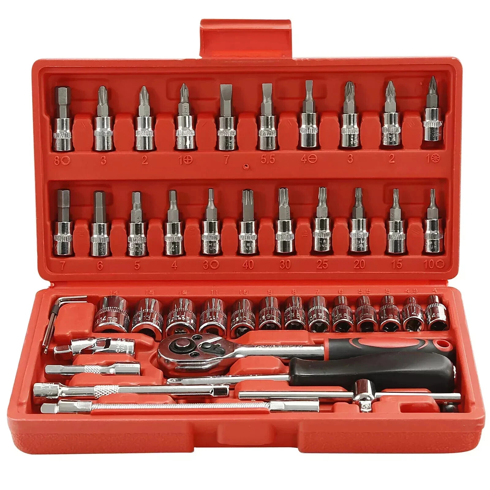 48 Pcs Socket Wrench Set 1/4" Drive Ratchet Metric Kit Garage Car Repair Tool US