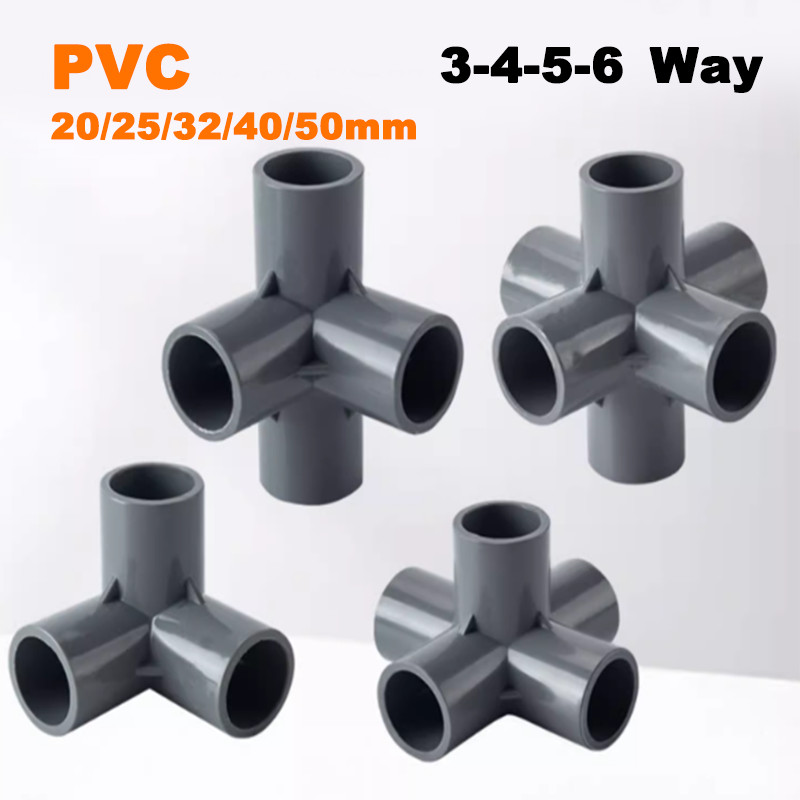 3-4-5-6-Way Elbow Socket Coupling Grey Pipe Fitting Connector 20/25/32/40/50mm