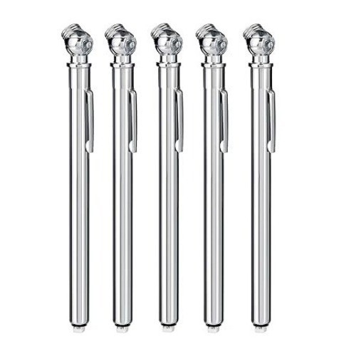 Pencil Tire Pressure Gauge (10-75PSI) Stainless Steel Body  Number of Items: 5