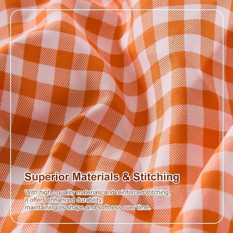Gingham Ruffle Microfiber Full Sheet Set Deep Pocket Wrinkle Resistant Bedding