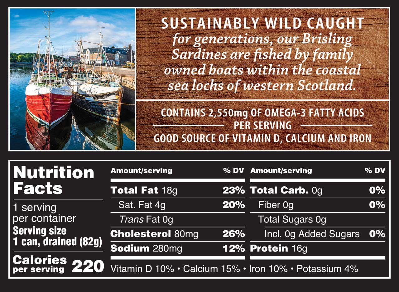 Crown Prince One Layer Brisling Sardines in Soy Bean Oil, 3.75-Ounce Cans (Pack
