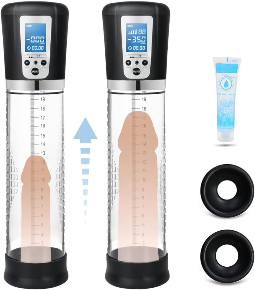 Vacuum Electric Penis Pump Digital rechargeable Male Men Penis Enlarger Growth +