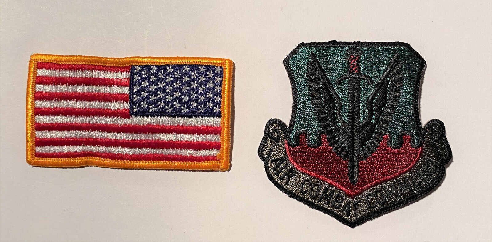 Authentic USA Flag Patch 2" x 3.25 " and Air Combat Command BDU Patch Set - NEW