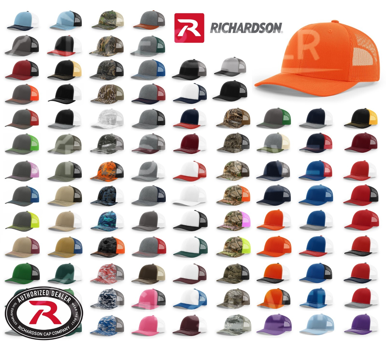 Richardson 112 Trucker Hat Snapback Blank Hat Meshback Hat Trucker Cap - OSFM