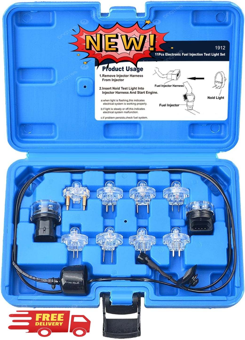 Kit de prueba de inyectores de combustible con 11 piezas; kit de prueba con 8 in