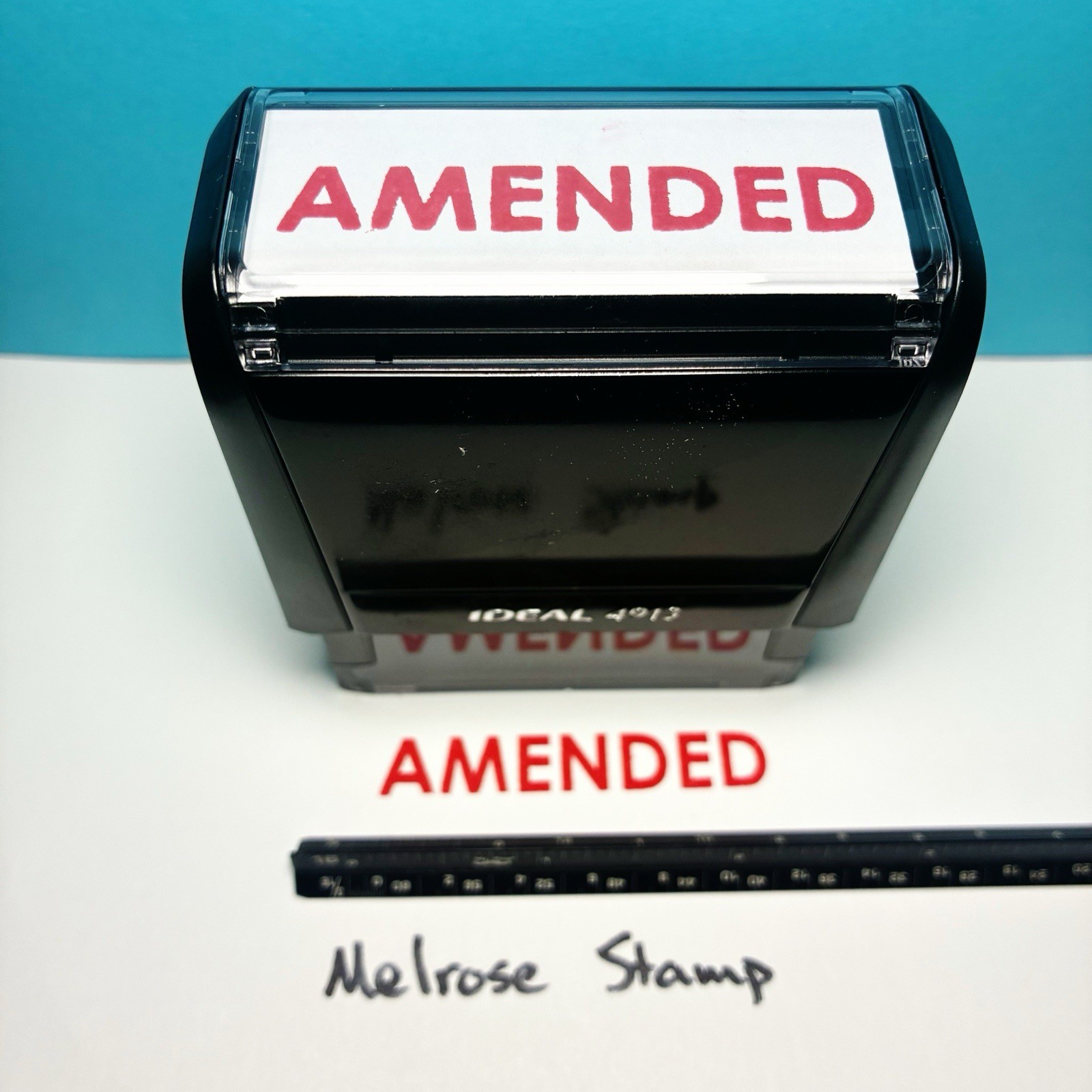 Amended Rubber Stamp Red Ink Self Inking Ideal 4913