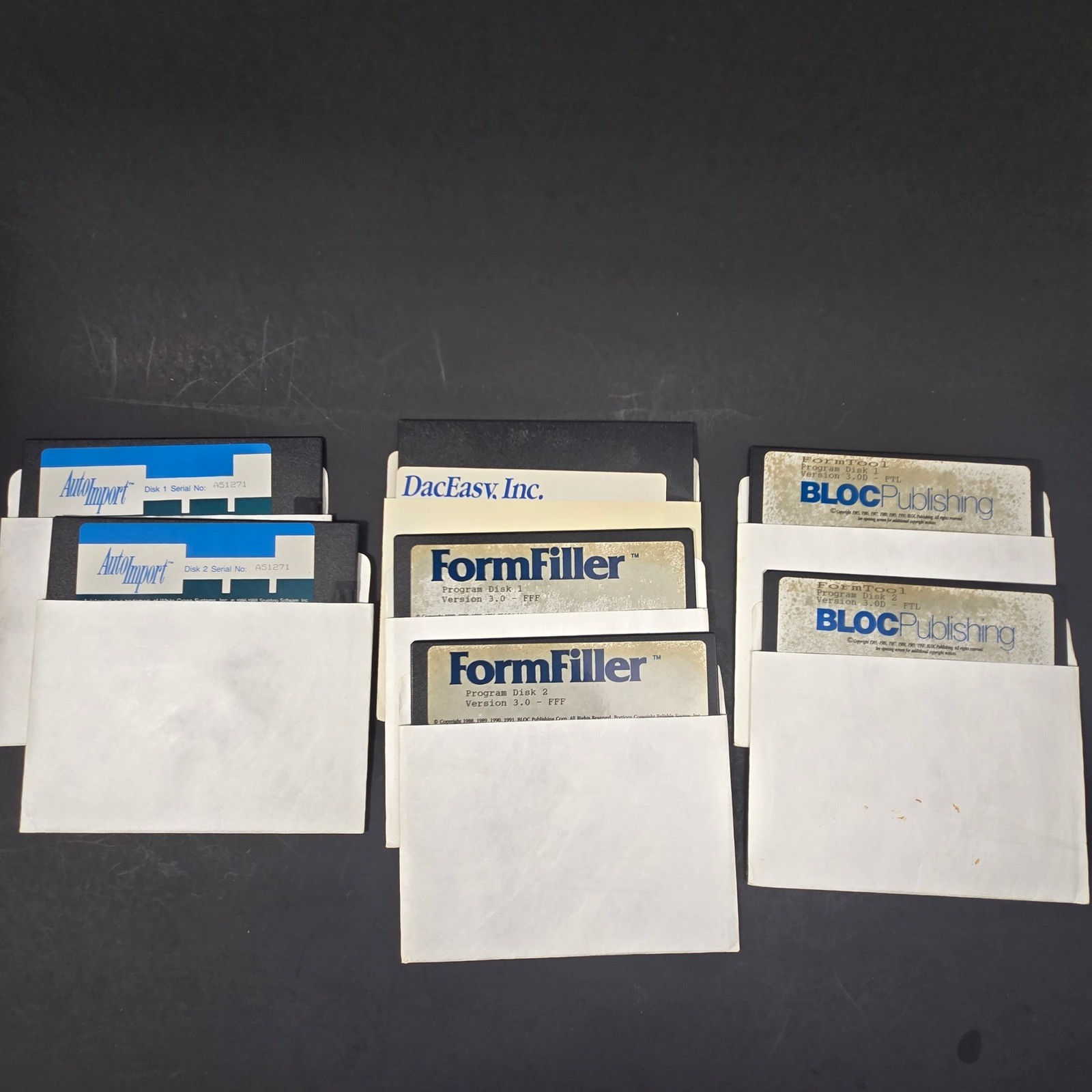 Vintage 5.25 Floppy Disk Software Lot AutoImport FormFiller FormTool DacEasy