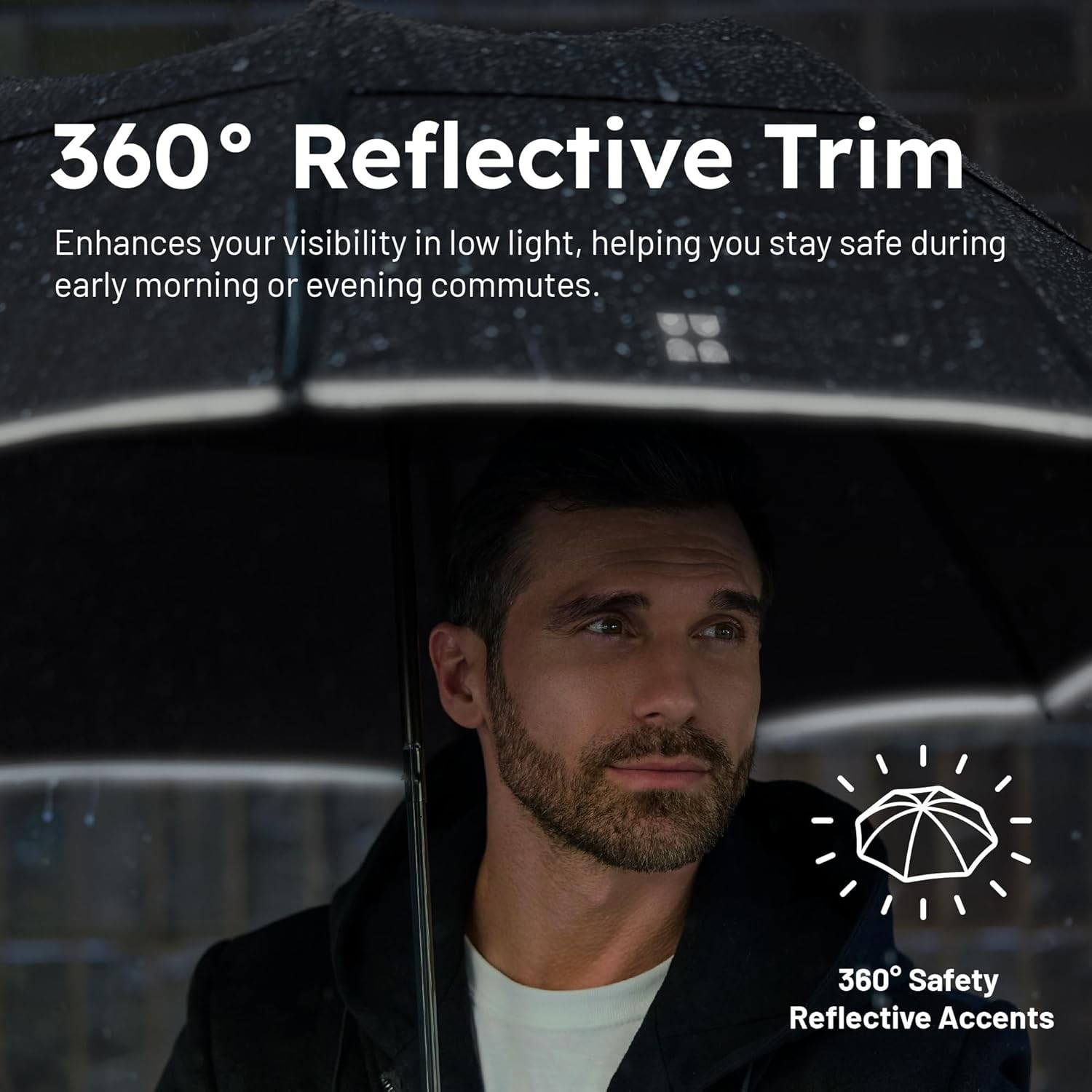 Foldable umbrella - windproof,compact,opens easily and automatically (navy blue)