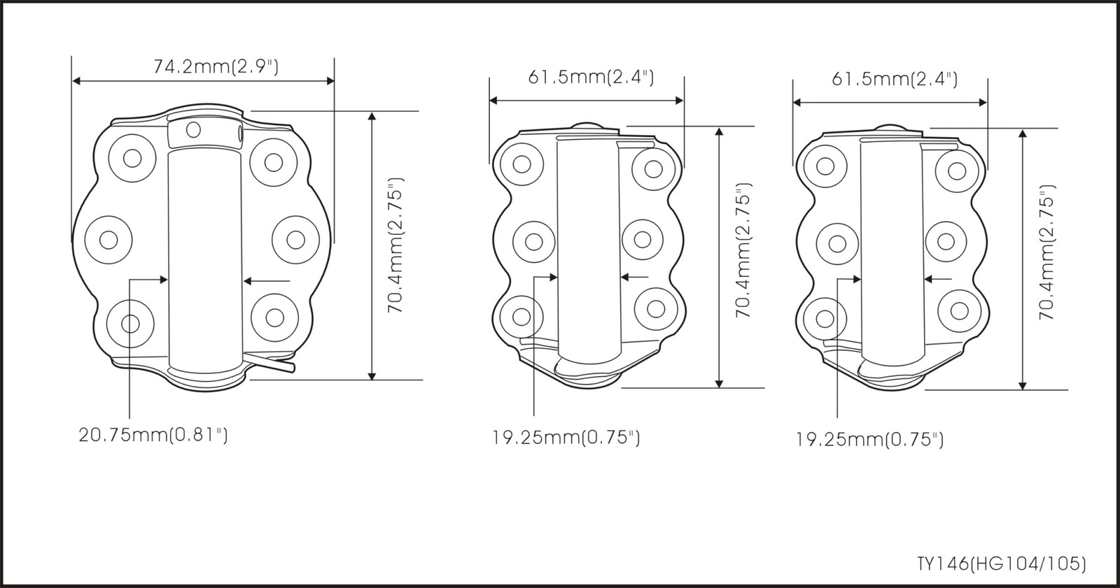 Door Spring Hinges, 2-3/4", Each Set Including 2 PCS Self Closing and 1 PC Ad...