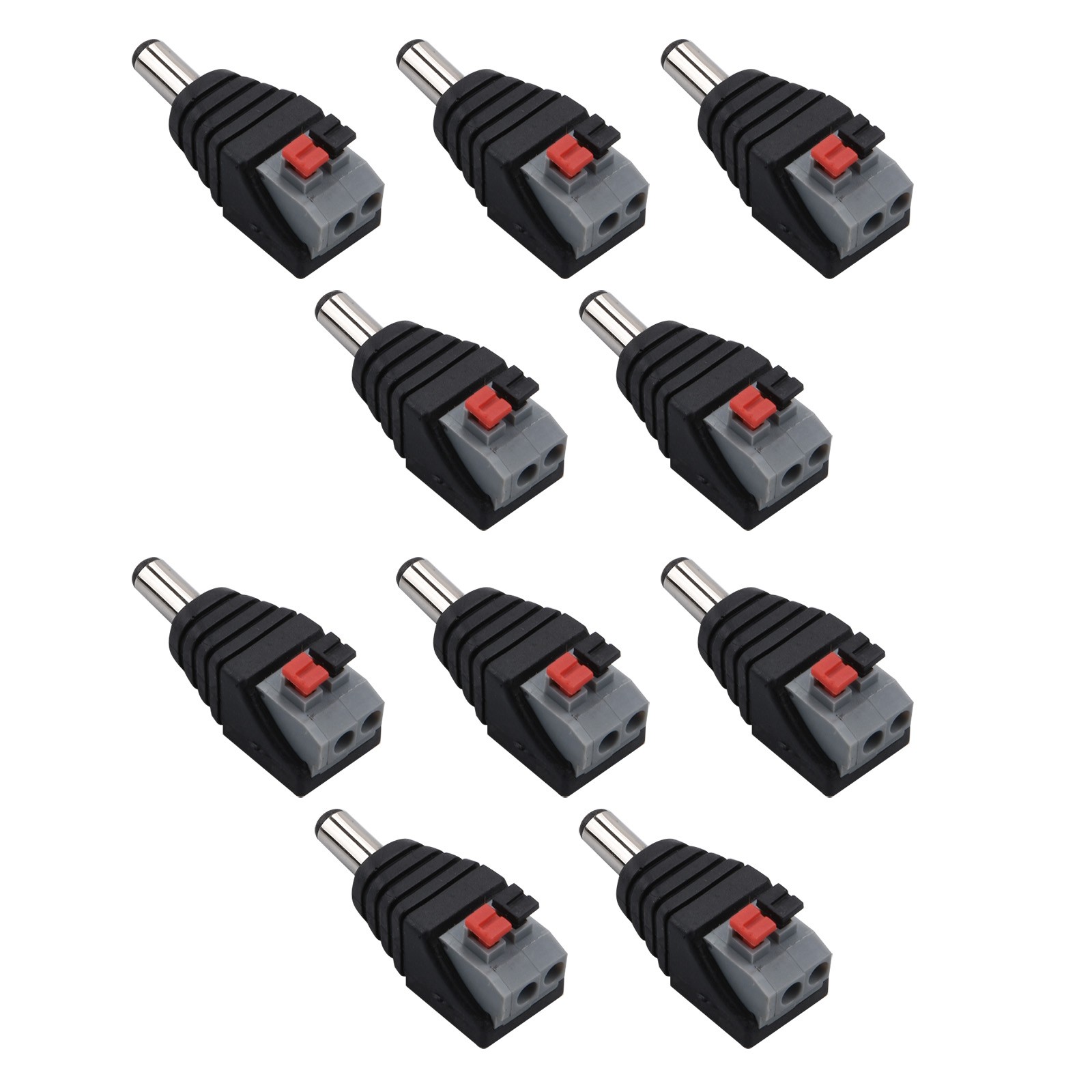 10pcs Male 5.5mm x 2.1mm DC Power Jack Screwless Quick Connect for LED 12V 24V