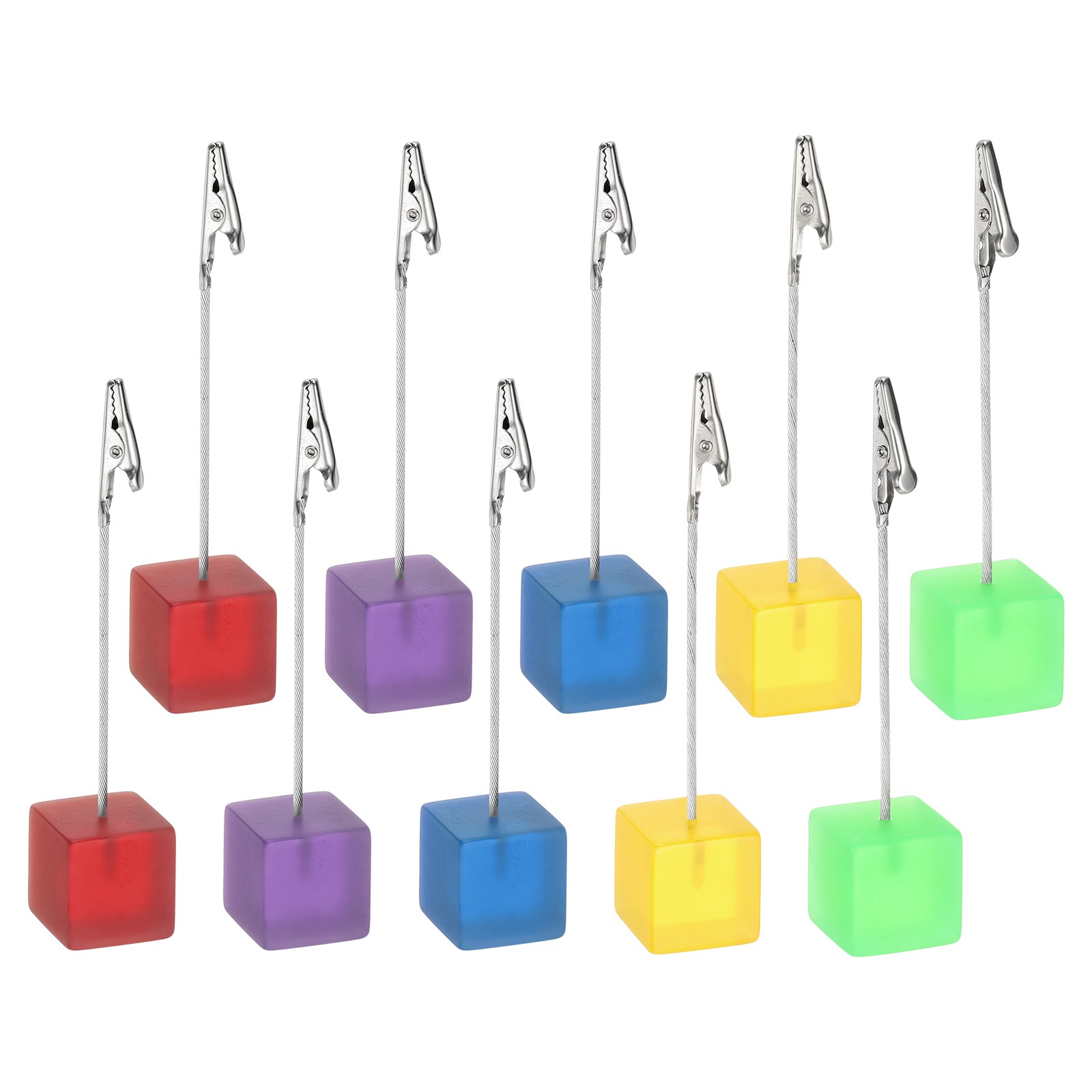 10Pcs Cube Resin Card Desktop Picture Holder Red Blue Yellow Green Purple