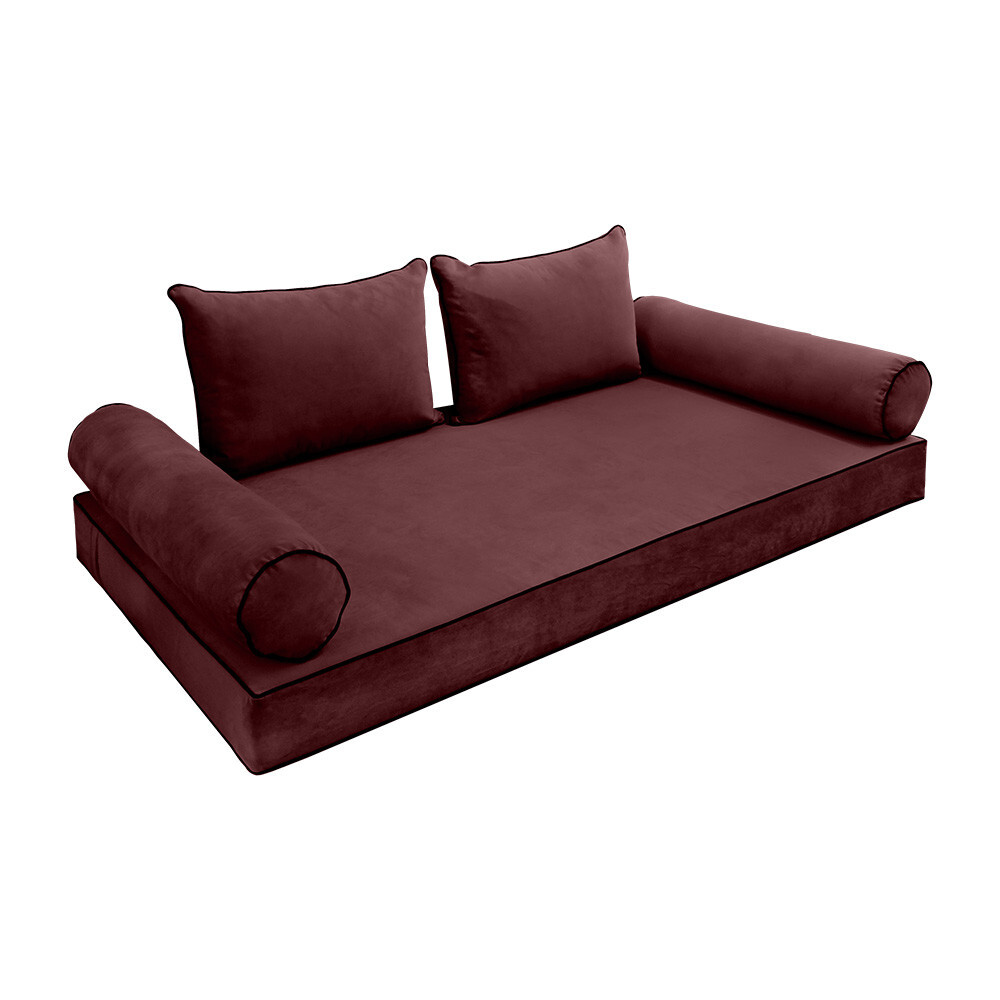COVER ONLY Model V4 Twin-XL Velvet Contrast Indoor Daybed Mattress Cushion AD368