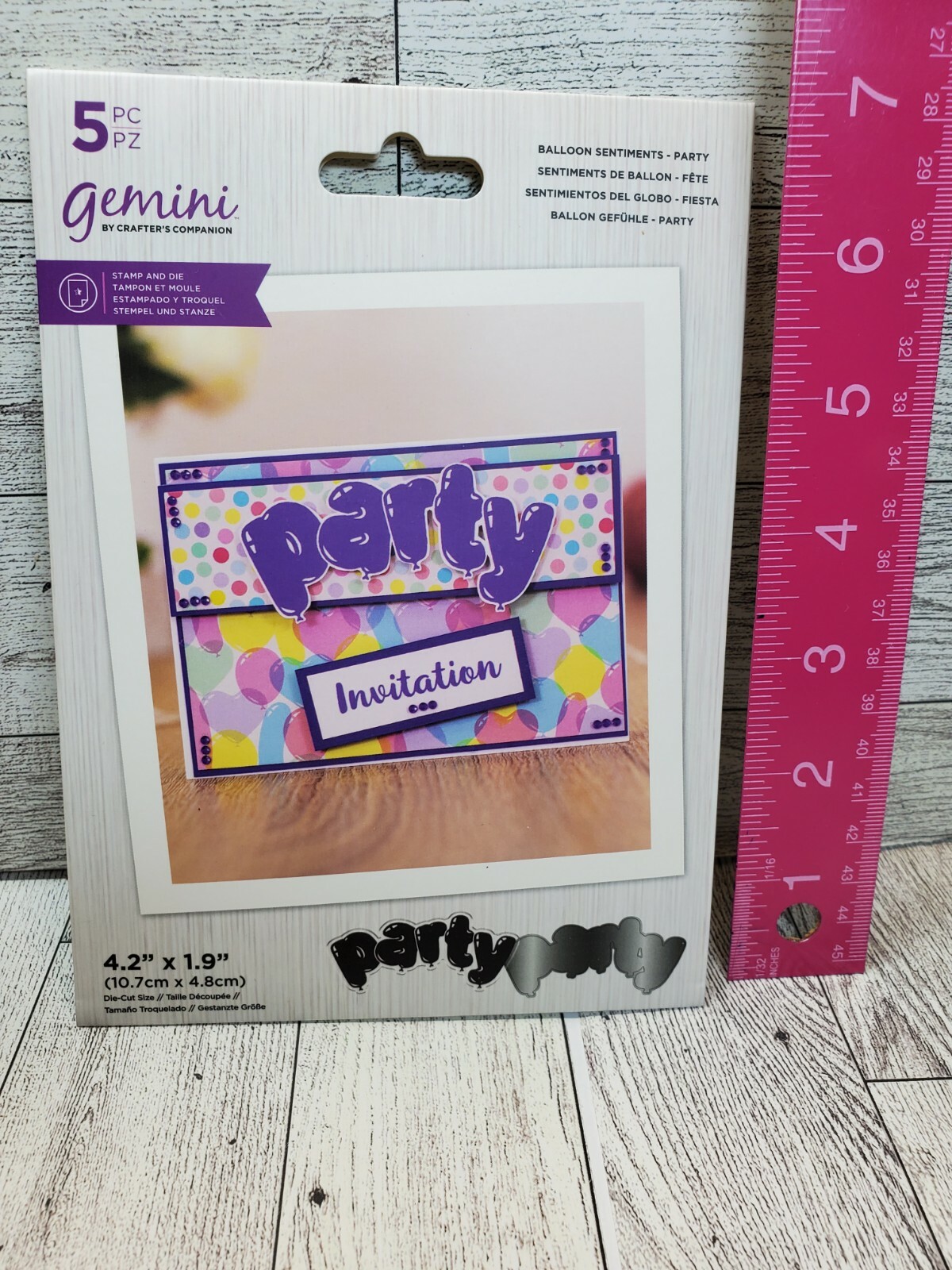 CSD3 Crafters Companion Balloon Sentiments Party Stamp & Die Set New