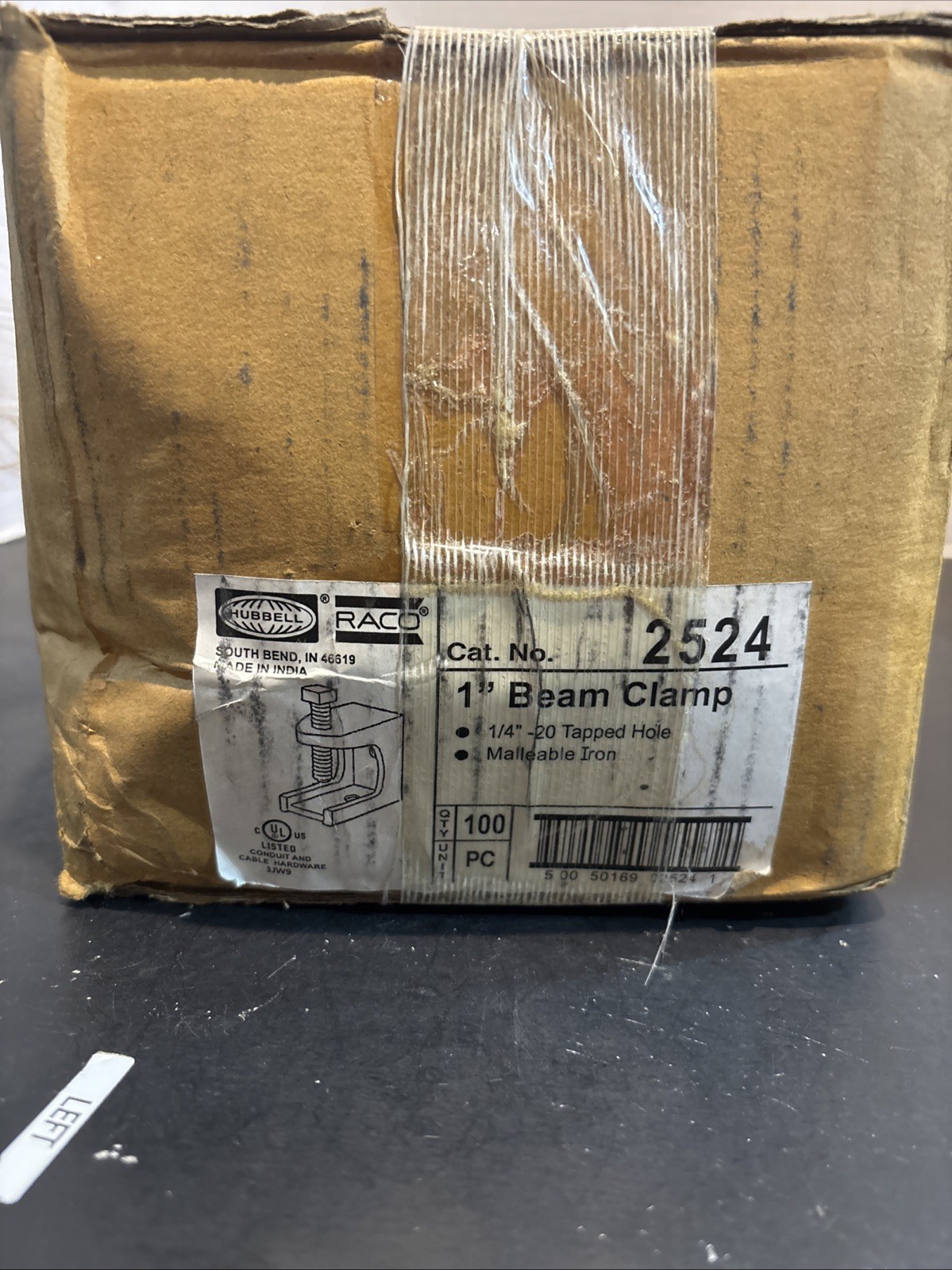 Box Of 100 pieces Hubbell-Raco 2524 Beam Clamp Malleable Iron 1 in. NOS