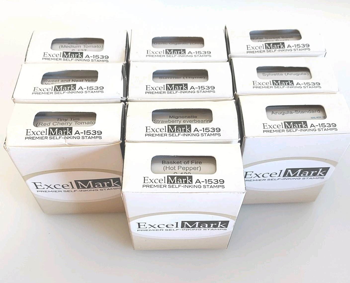 ExcelMark A-Series Self-Inking Rubber Stamp~Lot Of (10)~Vegetable/Herb Stamps
