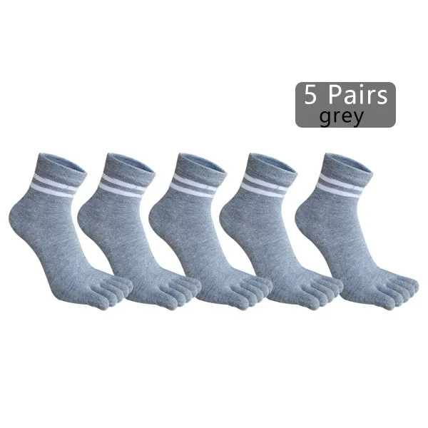 5 Pairs Five Finger Socks Women Girl Striped Cotton Solid Sweat-Absorbing Soft