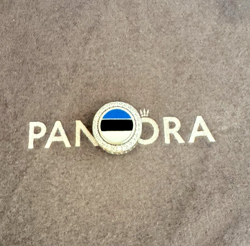 Pandaora Estonia Flag Charm Bead Exclusive Bead Charm  S925 Sterling Silver
