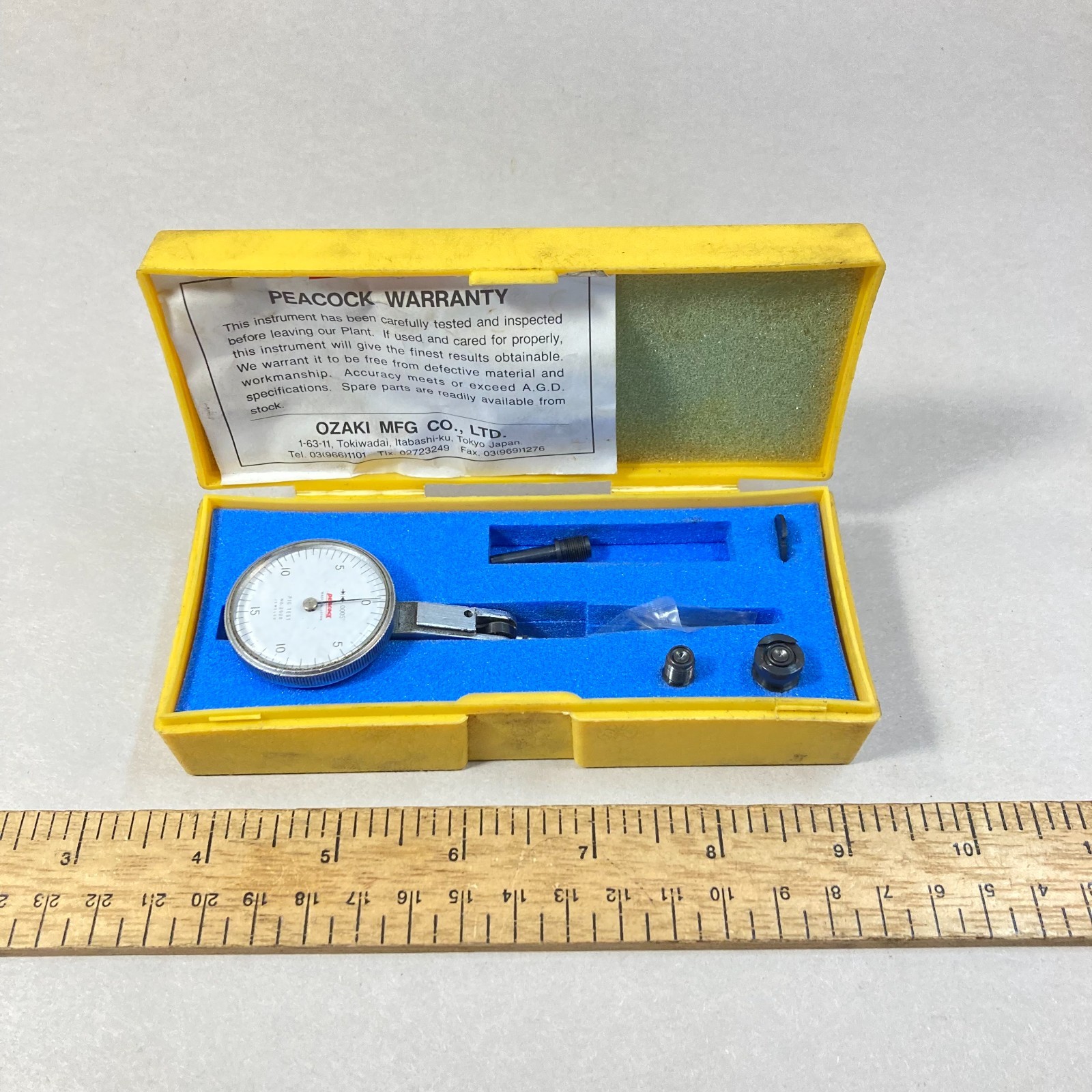 Vintage Peacock Dial Test Indicator Set .0005" #2000 w/ Case Japan