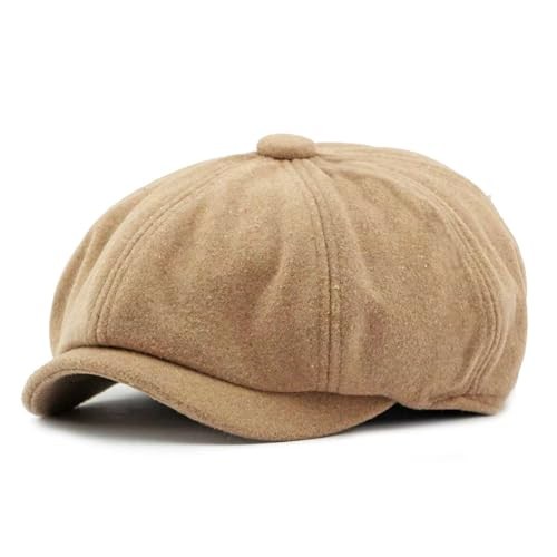 Men's 8 Panel Newsboy Cap Vintage Tweed Flat Cap Irish Newsies One Size Green