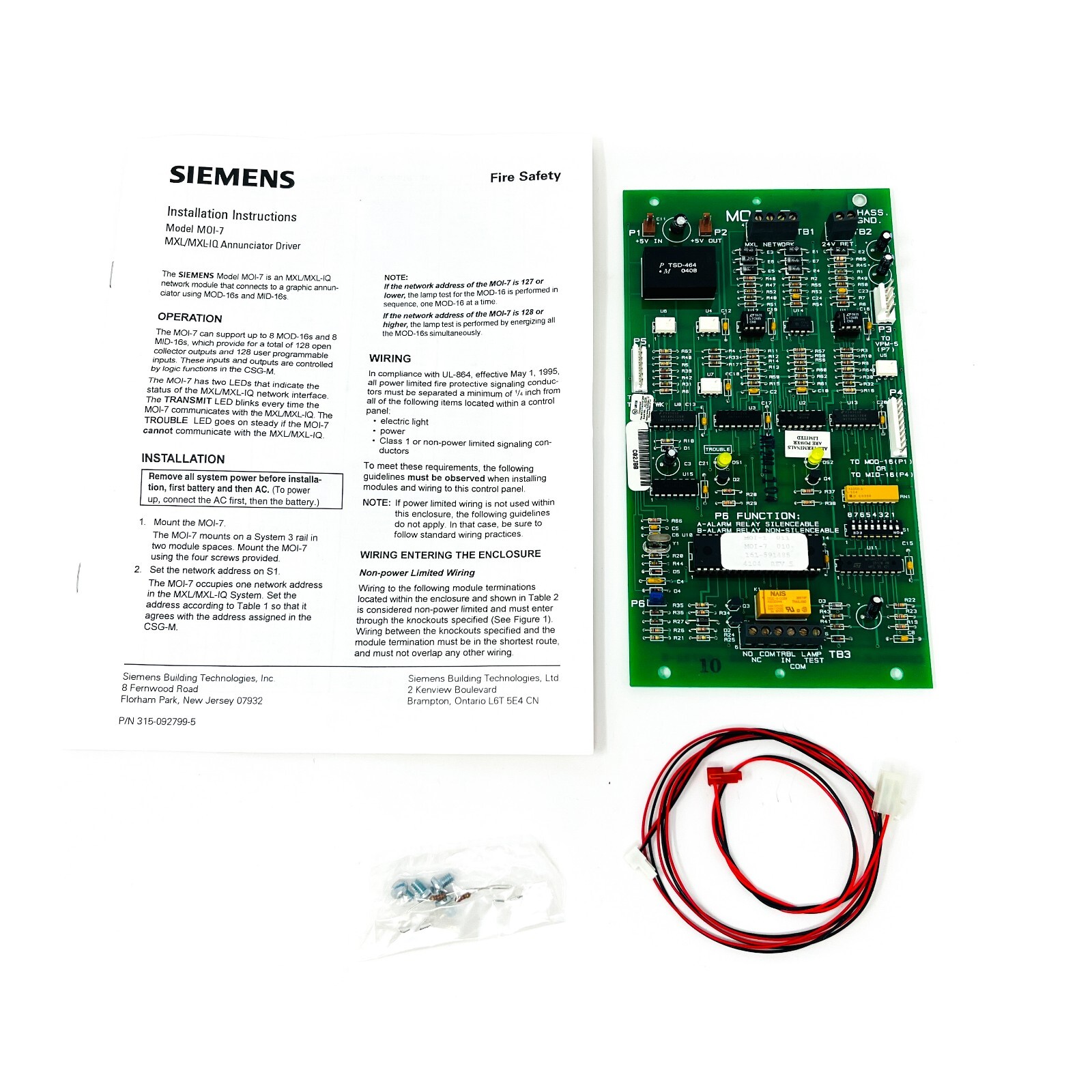 Siemens MOI-7 Cerberus Pyrotronics 500-892800 Network Input Output Module
