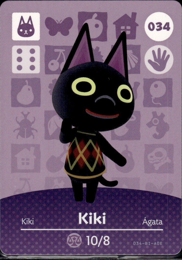 034 Kiki Amiibo Card 034 Series 1 Animal Crossing Nintendo Switch NA Region